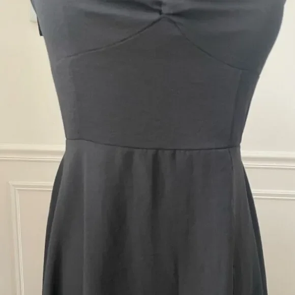 SHEIN Black Shoulder Tie Midi Dress Smocked Back M 6 - Picture 5 of 8